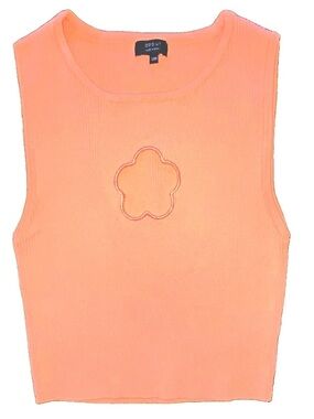 Debut Women's Coral Flower Knit Sleeveless Sweater Cut-Out y2k Top S/M